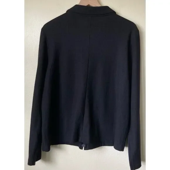 Eileen Fisher 100% Wool Zip Up Jacket Large in Black - Picture 7 of 10